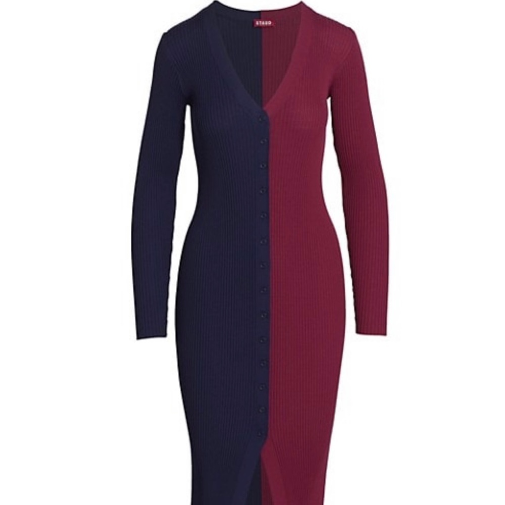 STAUD Shoko Colorblock Sweater Dress